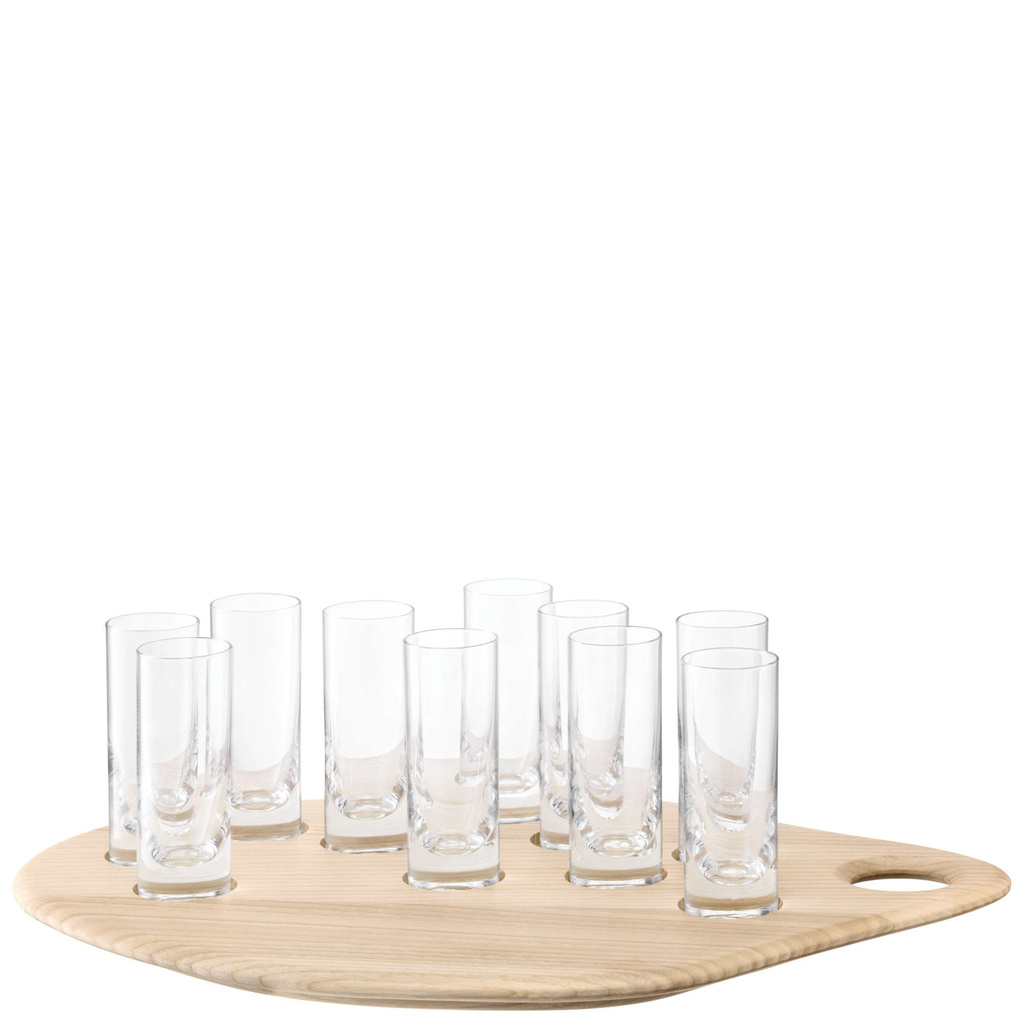 L.S.A. Palette Shotset 10 Glazen met Onderbord Hout