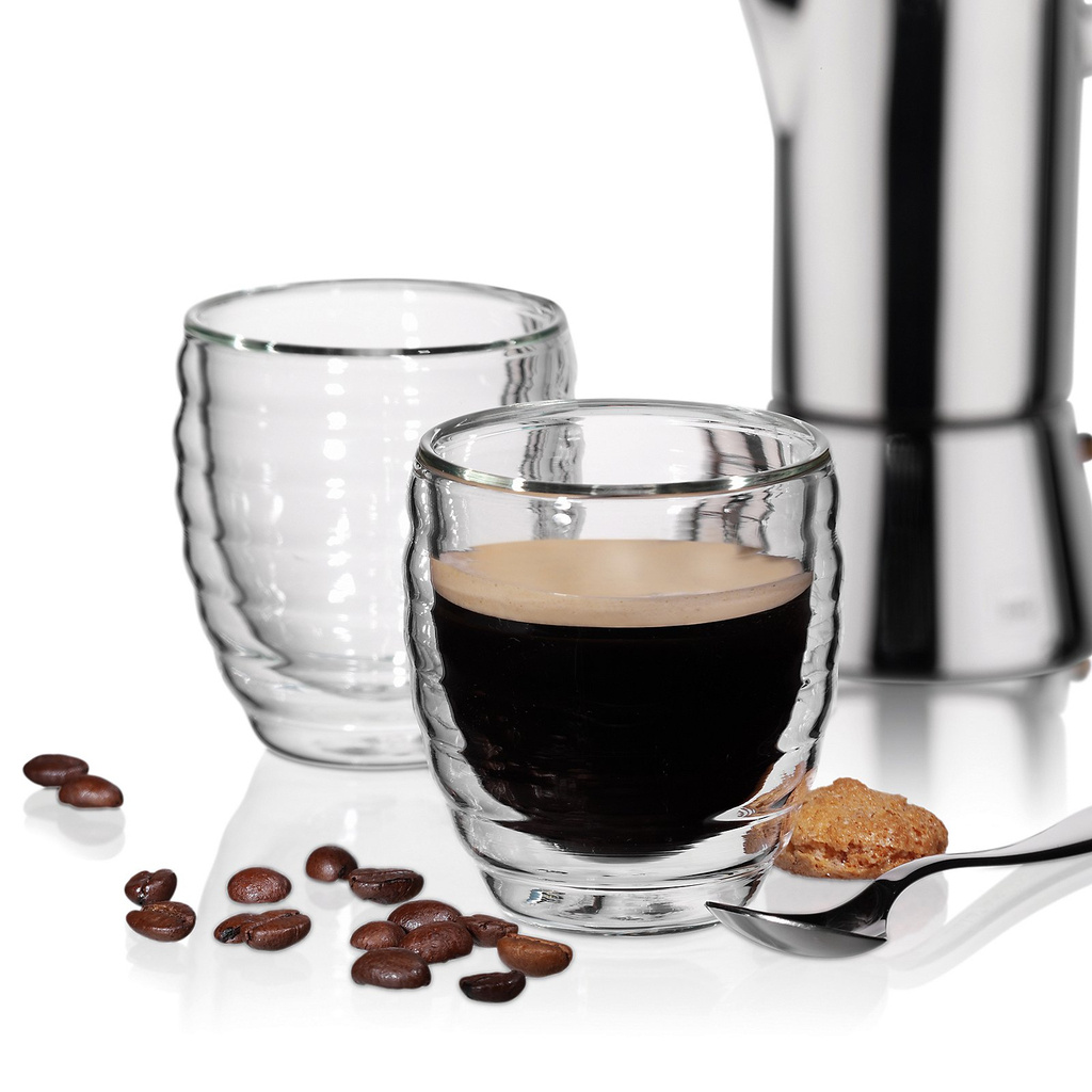 Kela Keuken Cesena Espresso Glas Dubbelwandig 80 ml Set van 2 Stuks