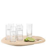 L.S.A. Palette Shotset 6 Glazen met Onderbord Hout