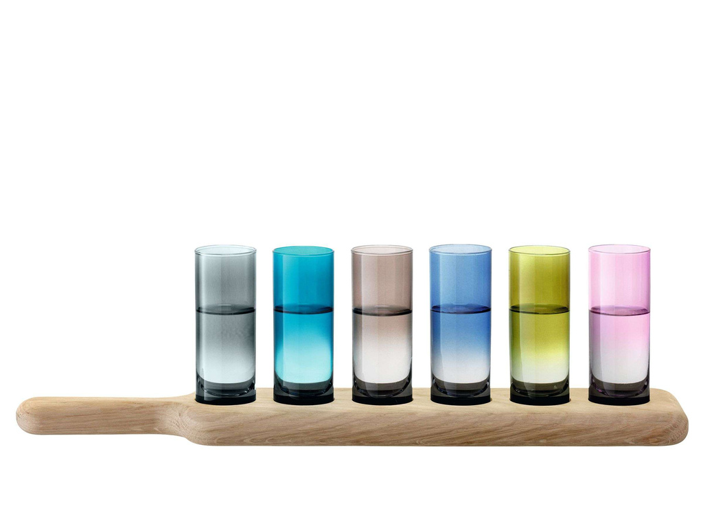 L.S.A. Paddle Wodka Set met Serveerplank Set van 6 Stuks Assorti