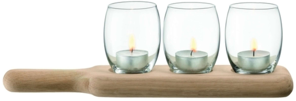 L.S.A. Paddle Theelicht Houder Set met Serveerplank Set van 3 Stuks