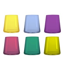 crystalex Multicolor kristallen waterglazen 300 ml.  Set van 6 stuks