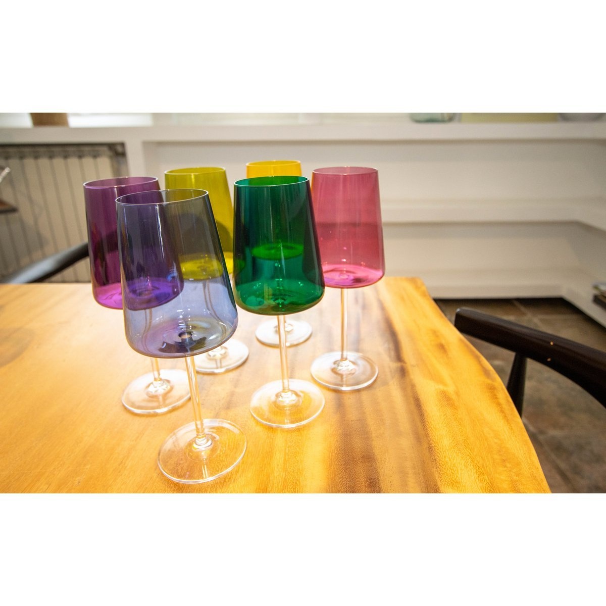 crystalex Multicolor kristallen wijnglazen 400 ml. Set van 6 stuks 