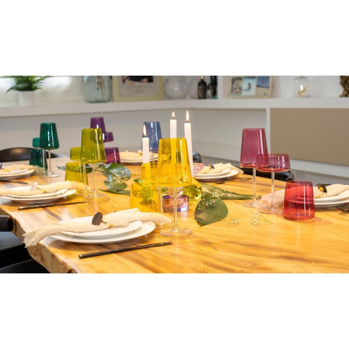 crystalex Multicolor kristallen wijnglazen 400 ml. Set van 6 stuks 