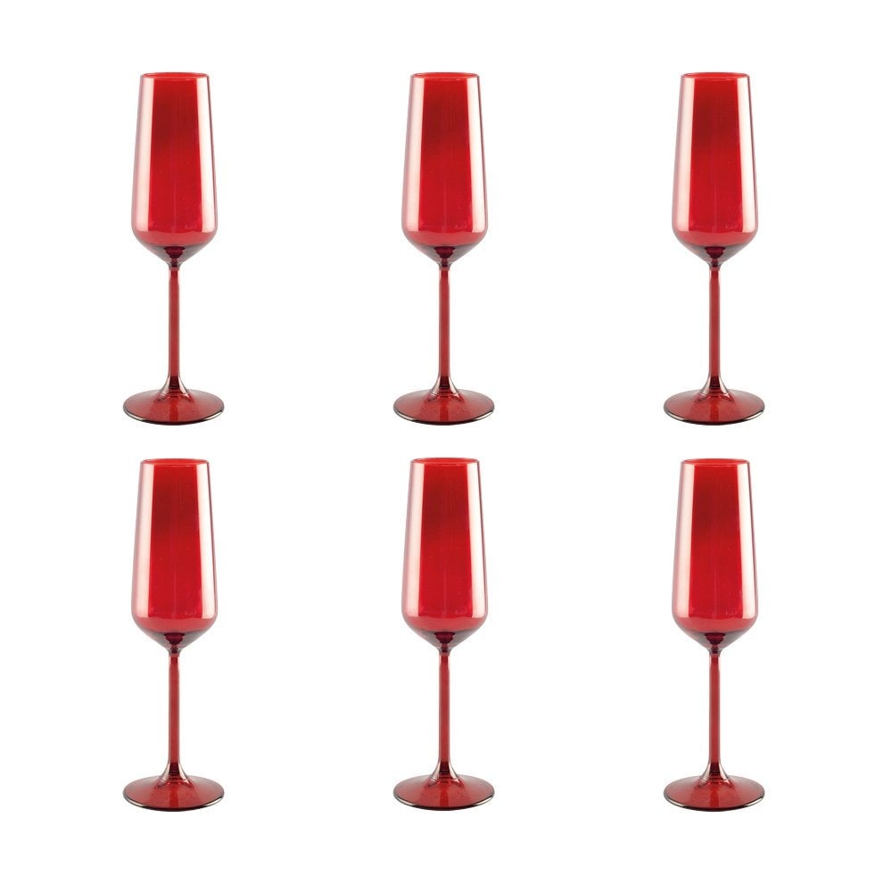 Aulica Red Beauty champagne fluiten - set van 6