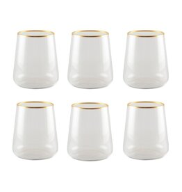 Mat vergulde waterglazen - veel van 6
