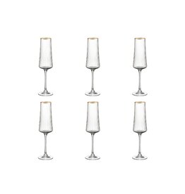 Champagne fluiten vergulde rand 210 ml - veel 6