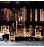 Gehakte glazen whisky set met karaf 850 ml en 4 glazen 280 ml