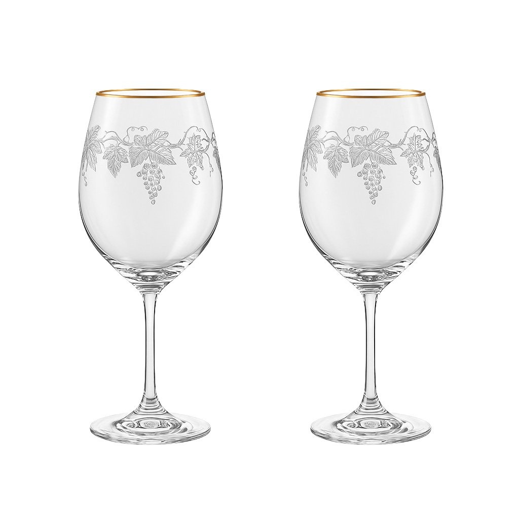 Gegraveerde wijnglazen Vine Gilded - set van 2