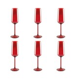 Rode champagne fluiten - veel van 6