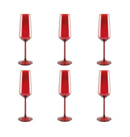 Rode champagne fluiten - veel van 6
