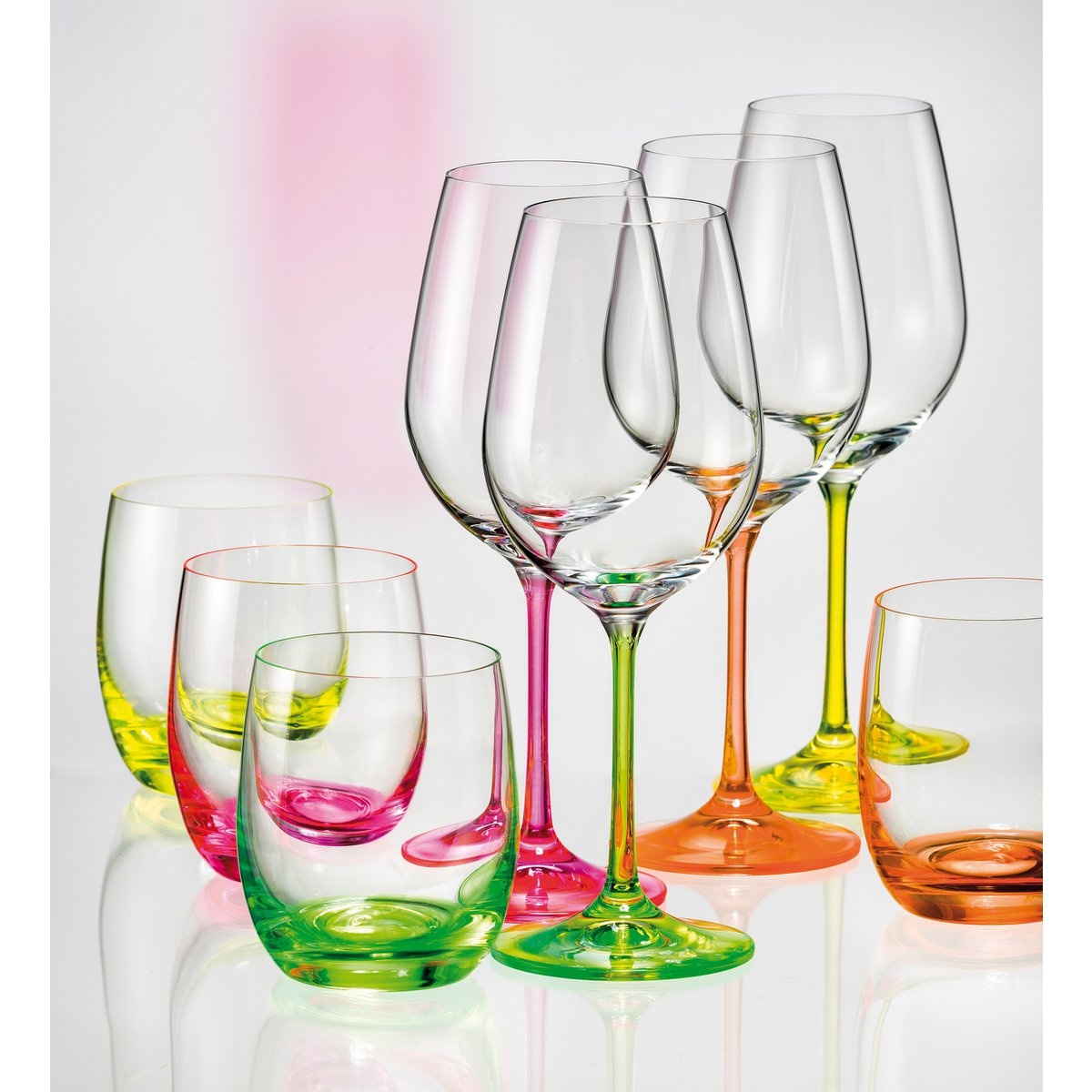 crystalex Neon Kristall-Weingläser 350ml– Set mit 4 Stück