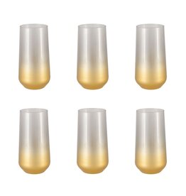 Hoge afgebroken waterglazen - veel van 6