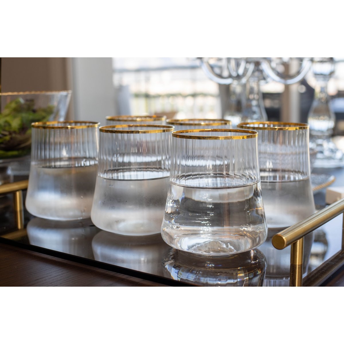 350 ml vergulde randglazen - veel 6