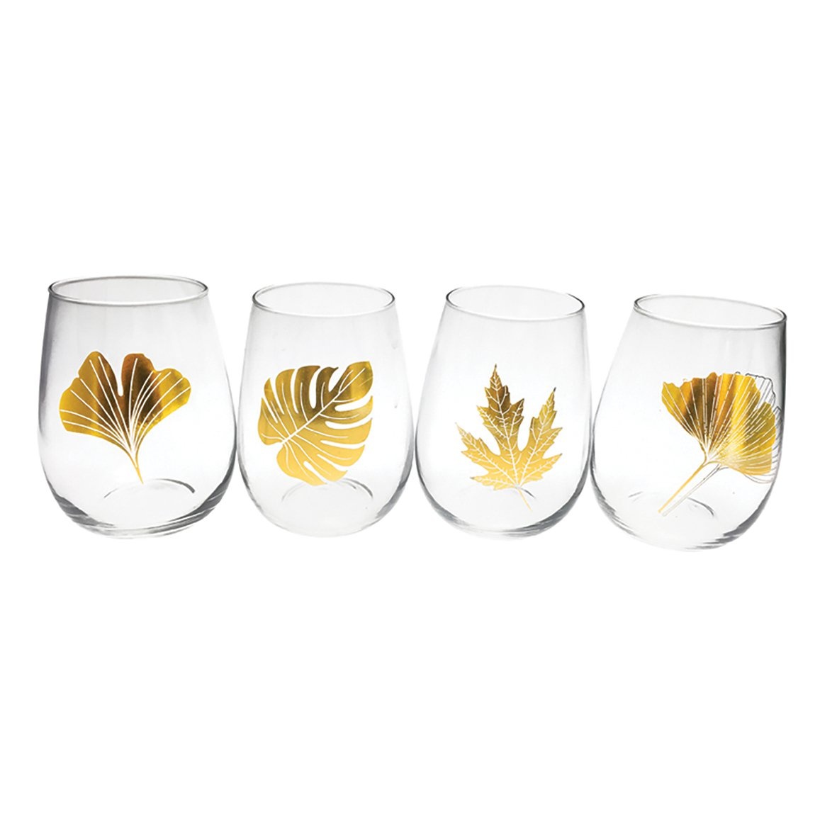 Aulica Gold Leaves Wassergläser – Set mit 4 Stück
