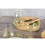 crystalex Yellow en Blue  waterglazen met vergulde rand. set van 4 stuks