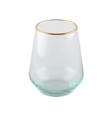 crystalex Yellow en Blue  waterglazen met vergulde rand. set van 4 stuks