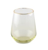 crystalex Yellow en Blue  waterglazen met vergulde rand. set van 4 stuks