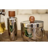 Hout- en zilveren cocktailshaker 8,5x8,5x24cm