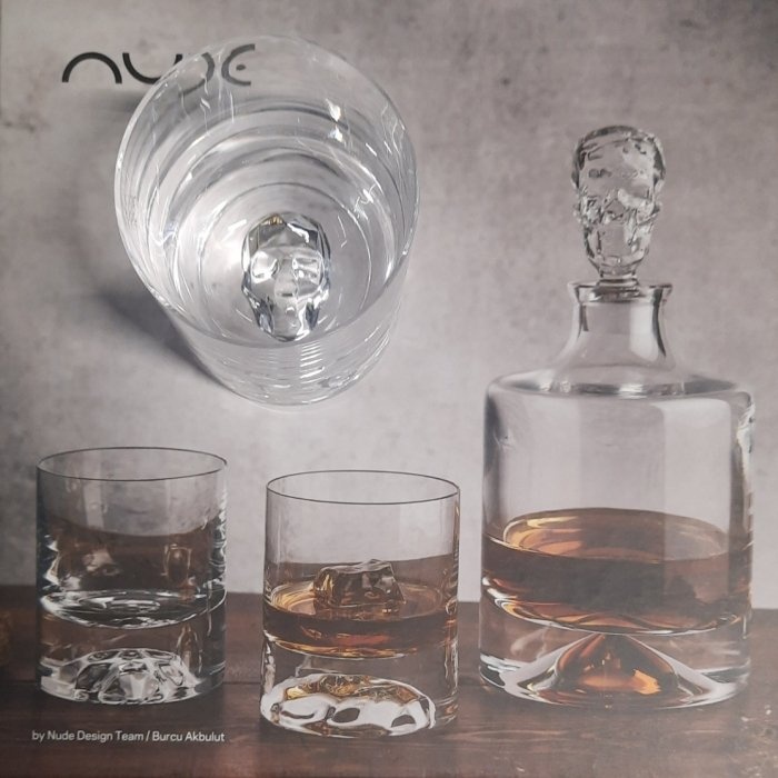Nude Glass Nude Glass – Totenkopf Whiskeyset Shadow – Karaffe 1,25 L + 2 Gläser