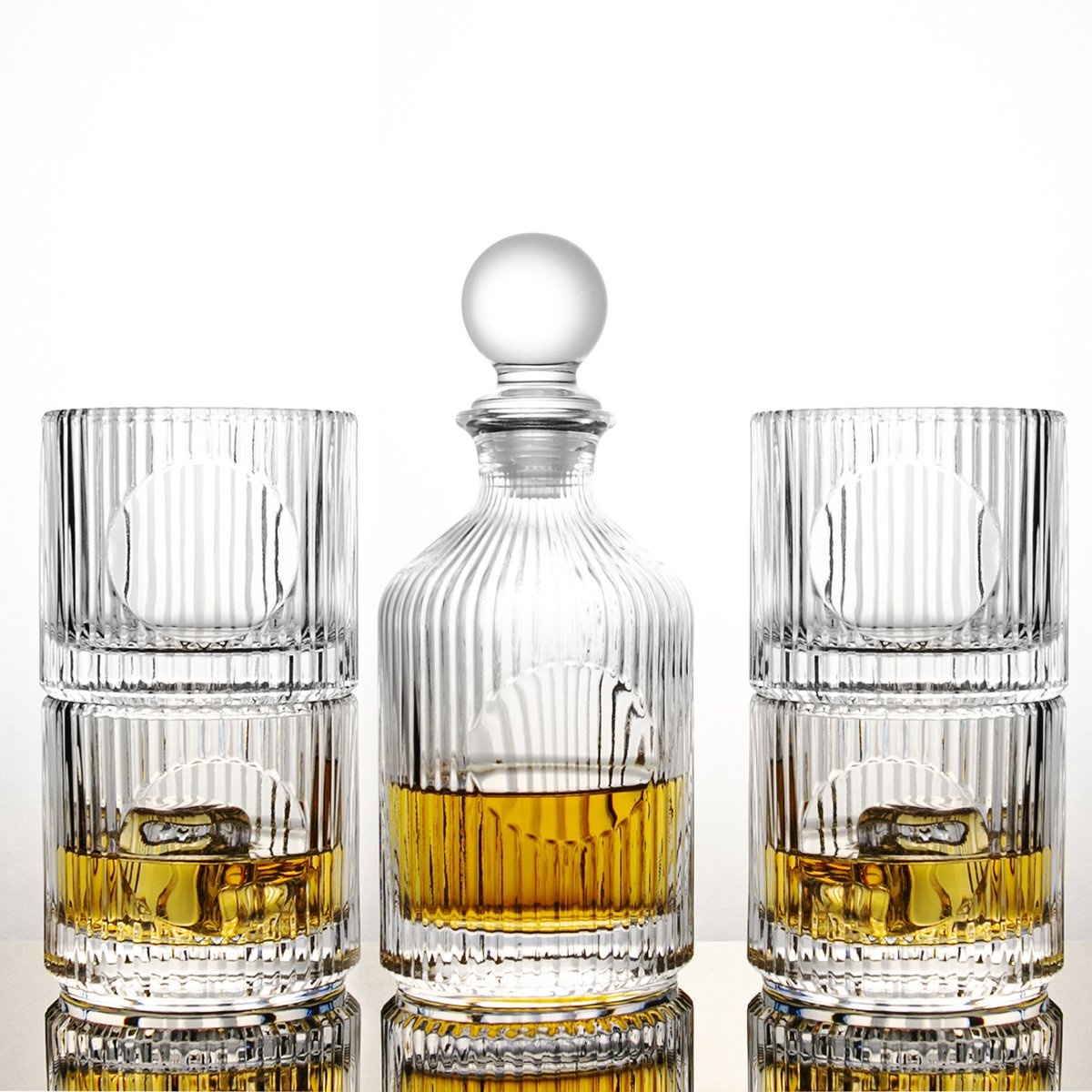 Aulica Stripes Whisky Gläser Set – 1 Karaffe 600 ml & 4 Gläser 330 ml