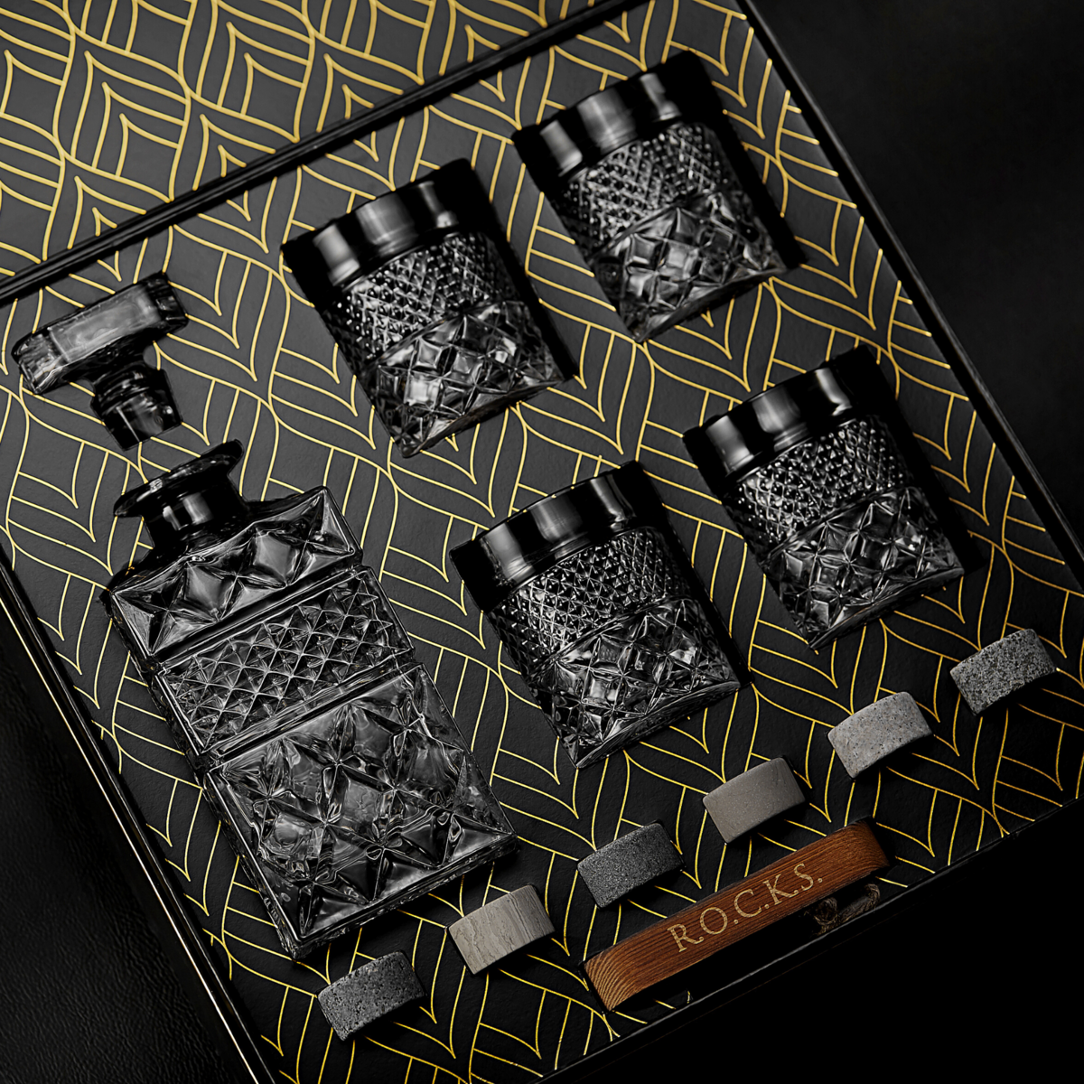 Rocks Rocks  Whiskey met 4 glazen  & Chilling Stones cadeau set