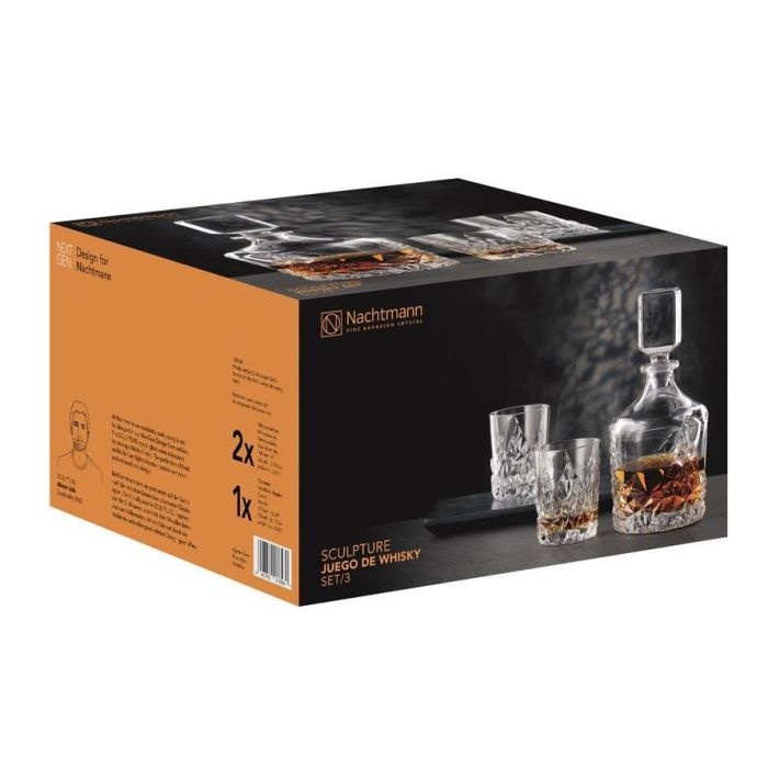Nachtmann Nachtmann Sculpture Whiskyset – Kristalglas Karaf 750 ml met 2 Whiskyglazen 365 ml