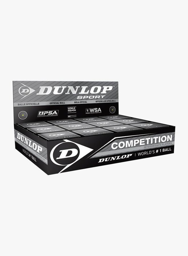 Dunlop Competition Squashball (gelber Punkt) - 12er Box