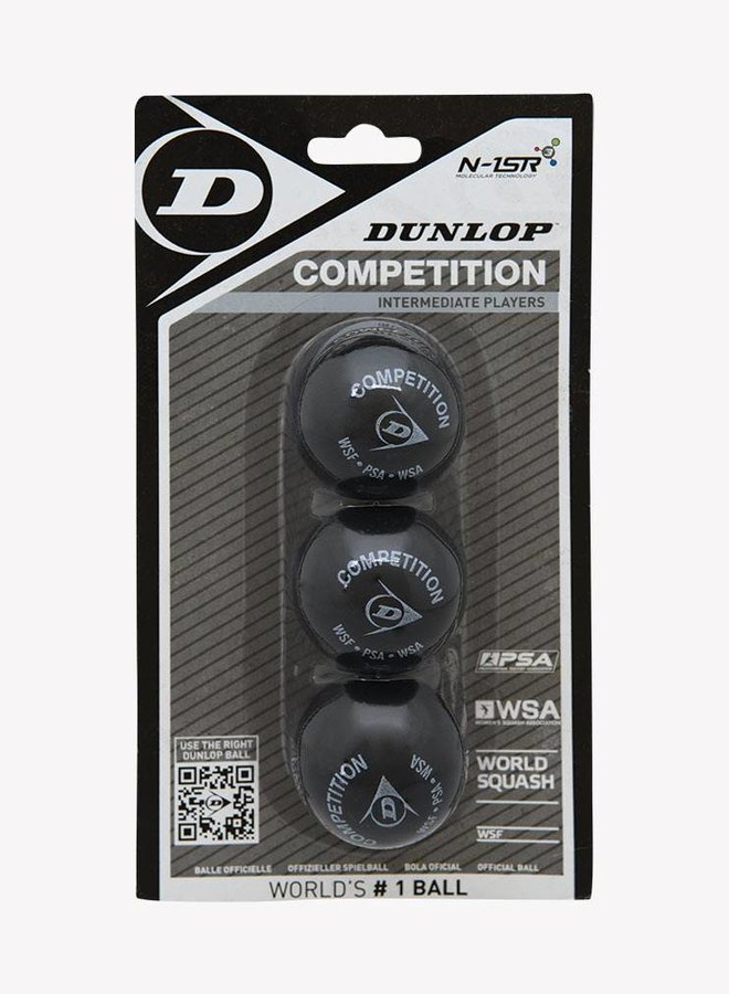 Dunlop Competition Squashball (gelber Punkt) - 3er Pack