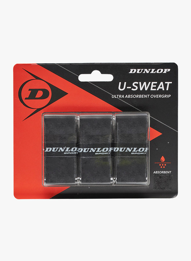 Dunlop U-Sweat Overgrip - 3er Pack - Schwarz