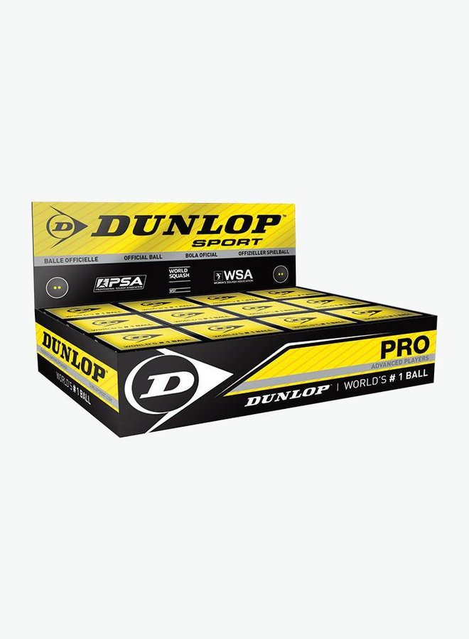 Dunlop Pro Squash Ball (double yellow dot) - Box of 12