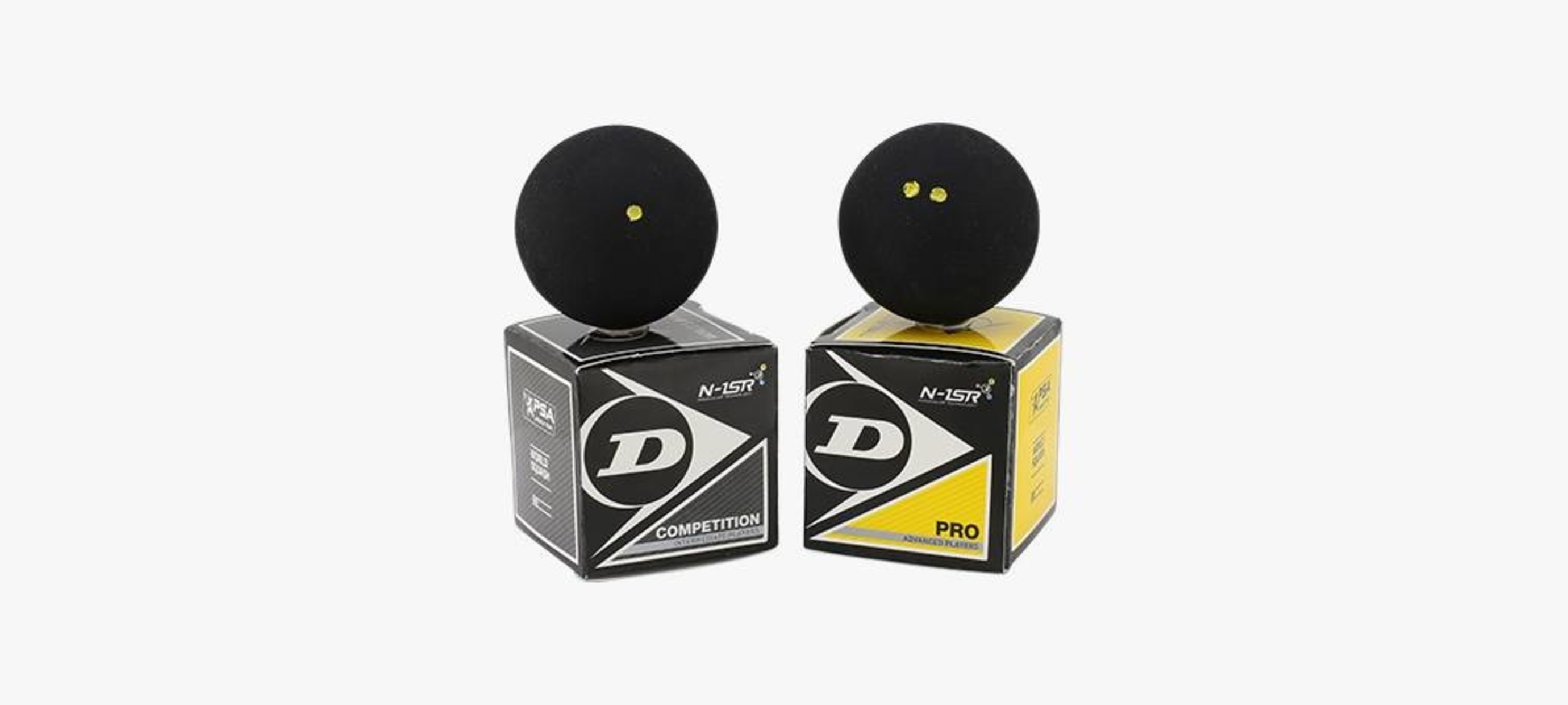 3x Dunlop Pro Squash Balls Double Yellow Dot Intro Blue Red Progress Competition 