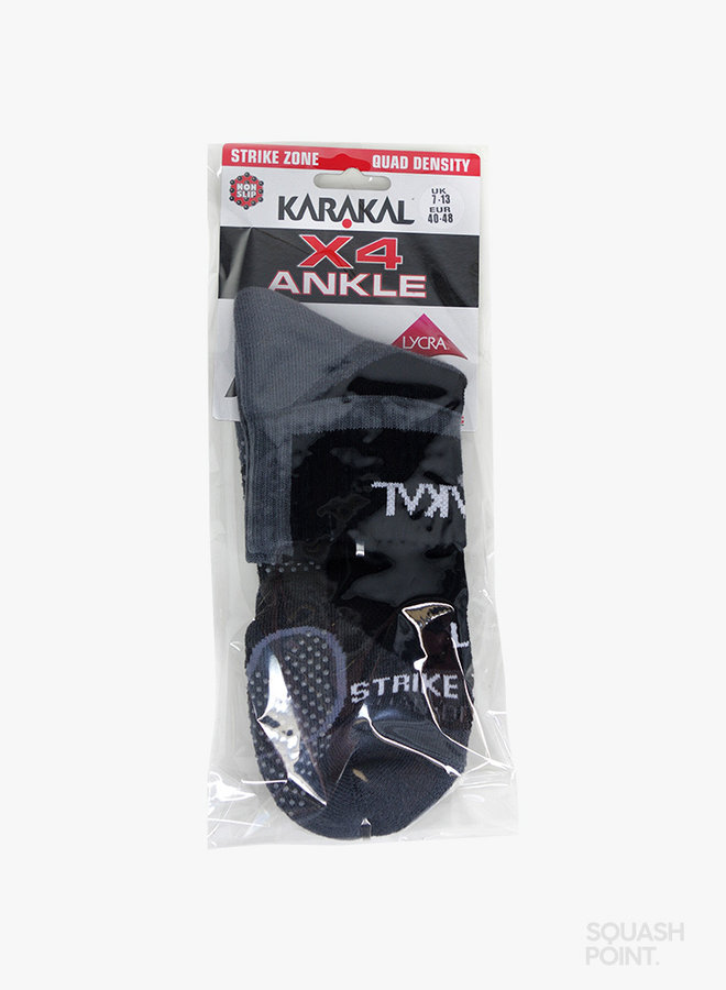 Karakal Mens X4-Technical Ankle Socks - Black / Grey