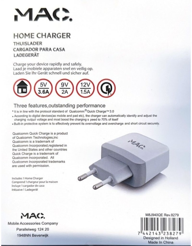 P2C P2C Home Quick Charger 18W USB-A wit