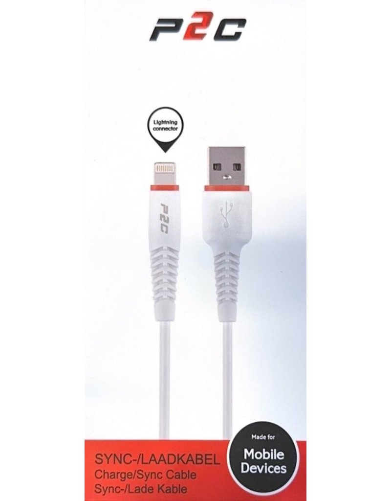 P2C P2C iPhone USB-A - Lightning Sync-/Laadkabel 1.2m Wit