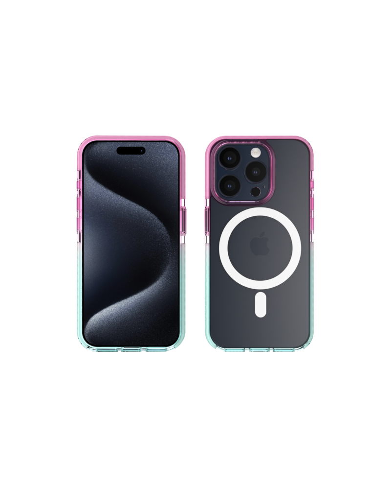 Nikoza Nikoza Gradient Impact Case iPhone 15 Pro Max Light Pink - Blue