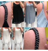 TOPS JURKJES MET GEVLOCHTEN BANDJES ZILVER MATEN 48/50 TOT 56