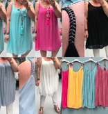 TOPS JURKJES MET GEVLOCHTEN BANDJES ZILVER MATEN 48/50 TOT 56
