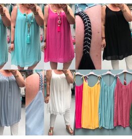 TOPS JURKJES MET GEVLOCHTEN BANDJES ZILVER MATEN 48/50 TOT 56