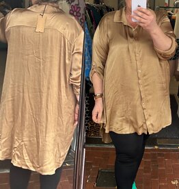 GLANS BLOUSE MATEN 44 TOT 48 IN GOUD OF CHAMPAGNE