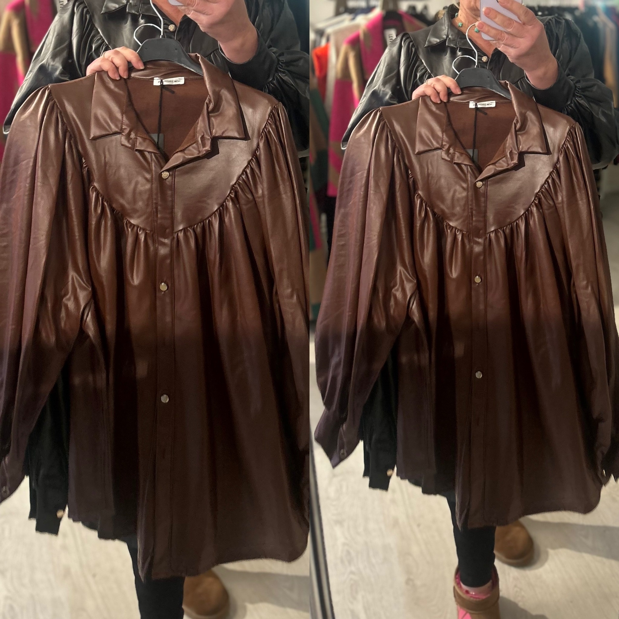 LEATHER CHIQUE FALL BLOUSE MATEN 48 TOT 52/54