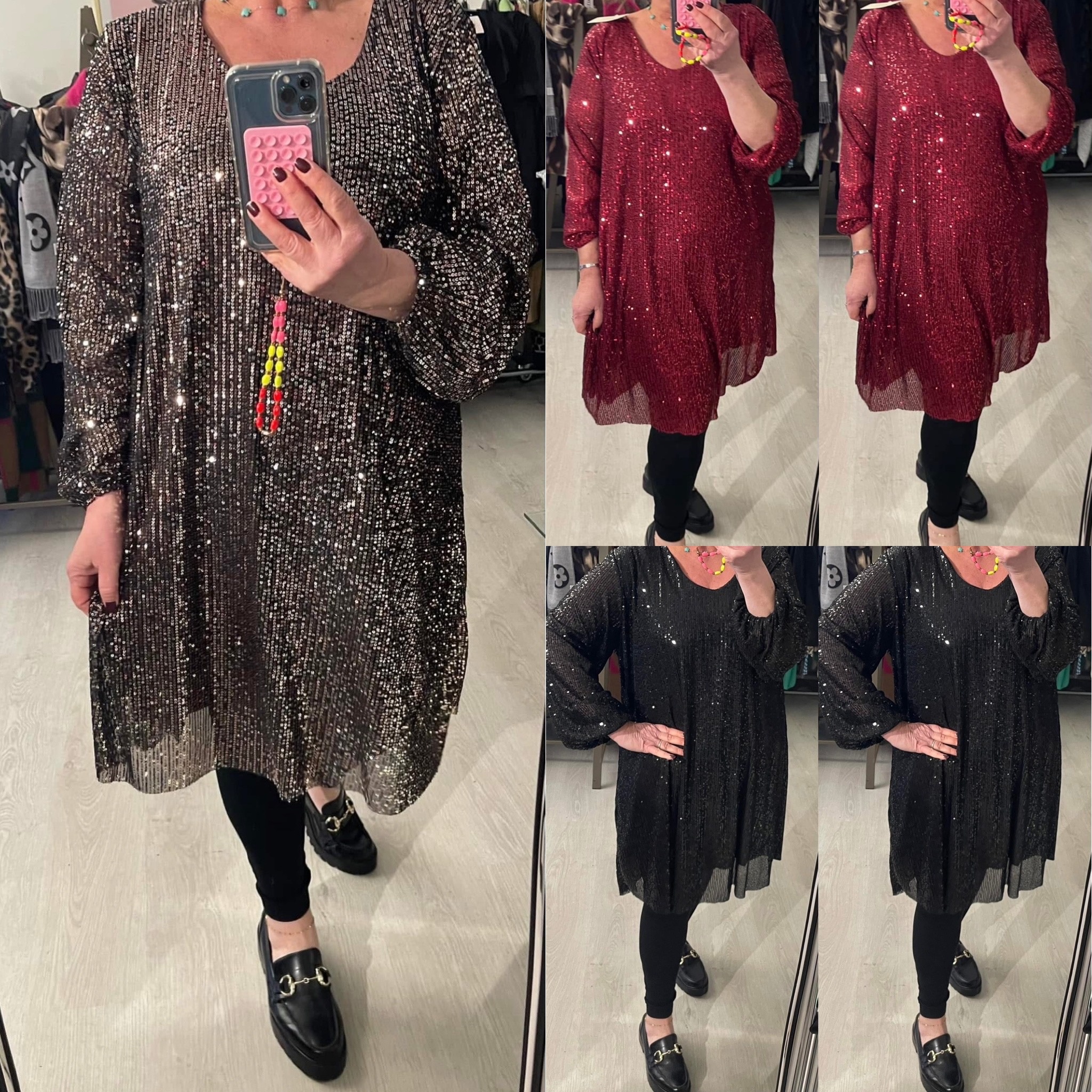 TUNIEK JURK GLITTER CHIQUE MATEN 46/48 TOT RUIME 52