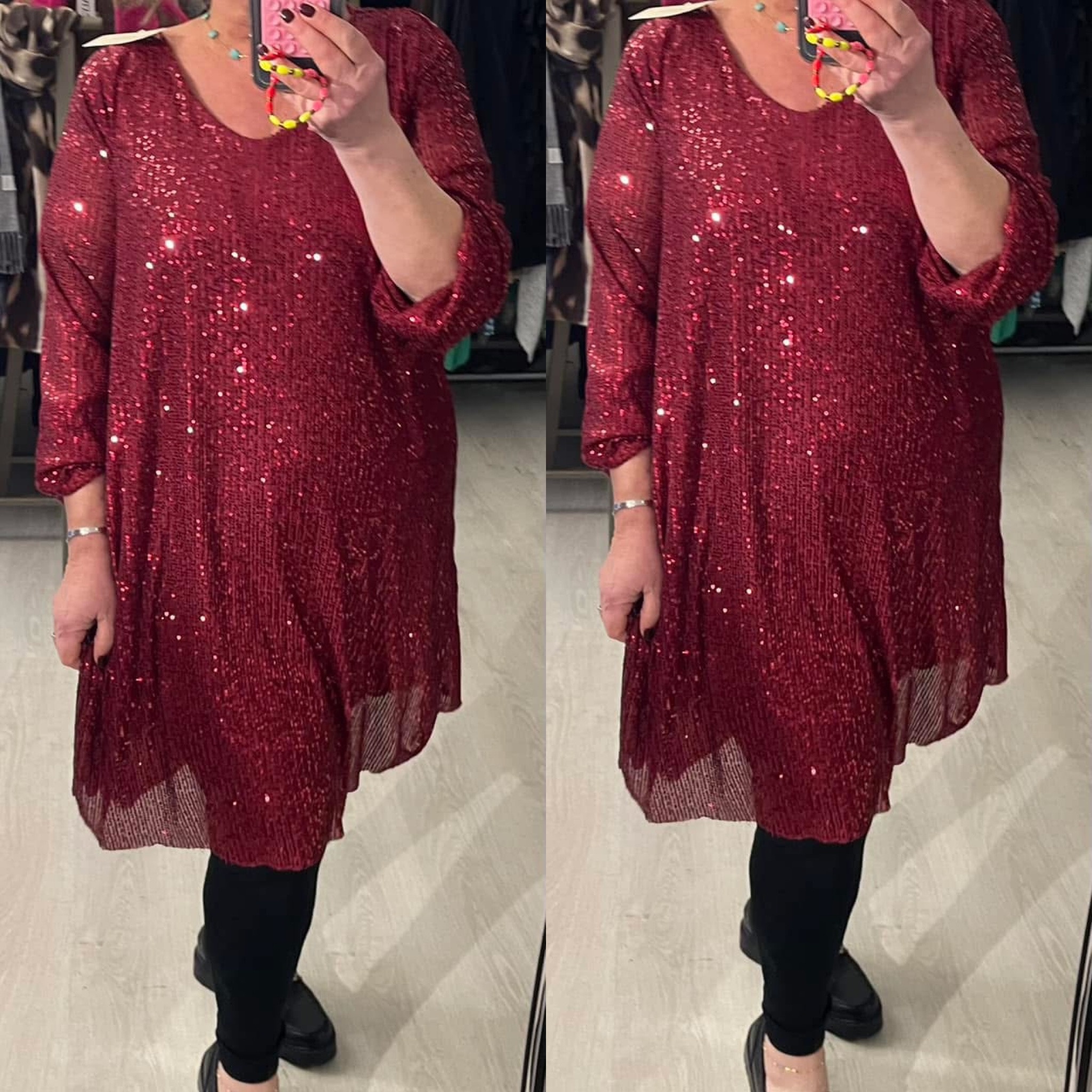 TUNIEK JURK GLITTER CHIQUE MATEN 46/48 TOT RUIME 52