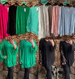 KANT LACE TUNIEK TROMPET MOUW MATEN 50 TOT 54 RUIM