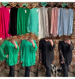 KANT LACE TUNIEK TROMPET MOUW MATEN 50 TOT 54 RUIM