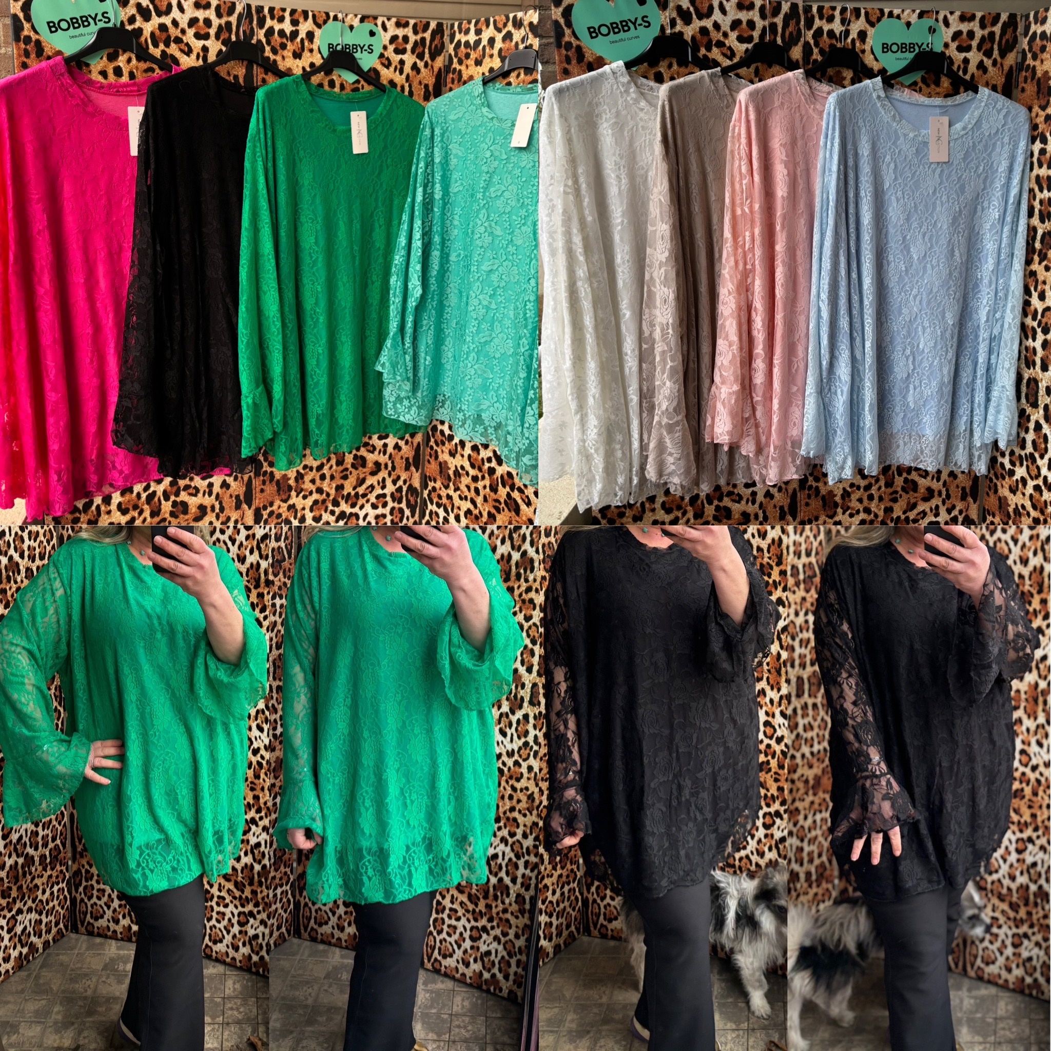 KANT LACE TUNIEK TROMPET MOUW MATEN 50 TOT 54 RUIM