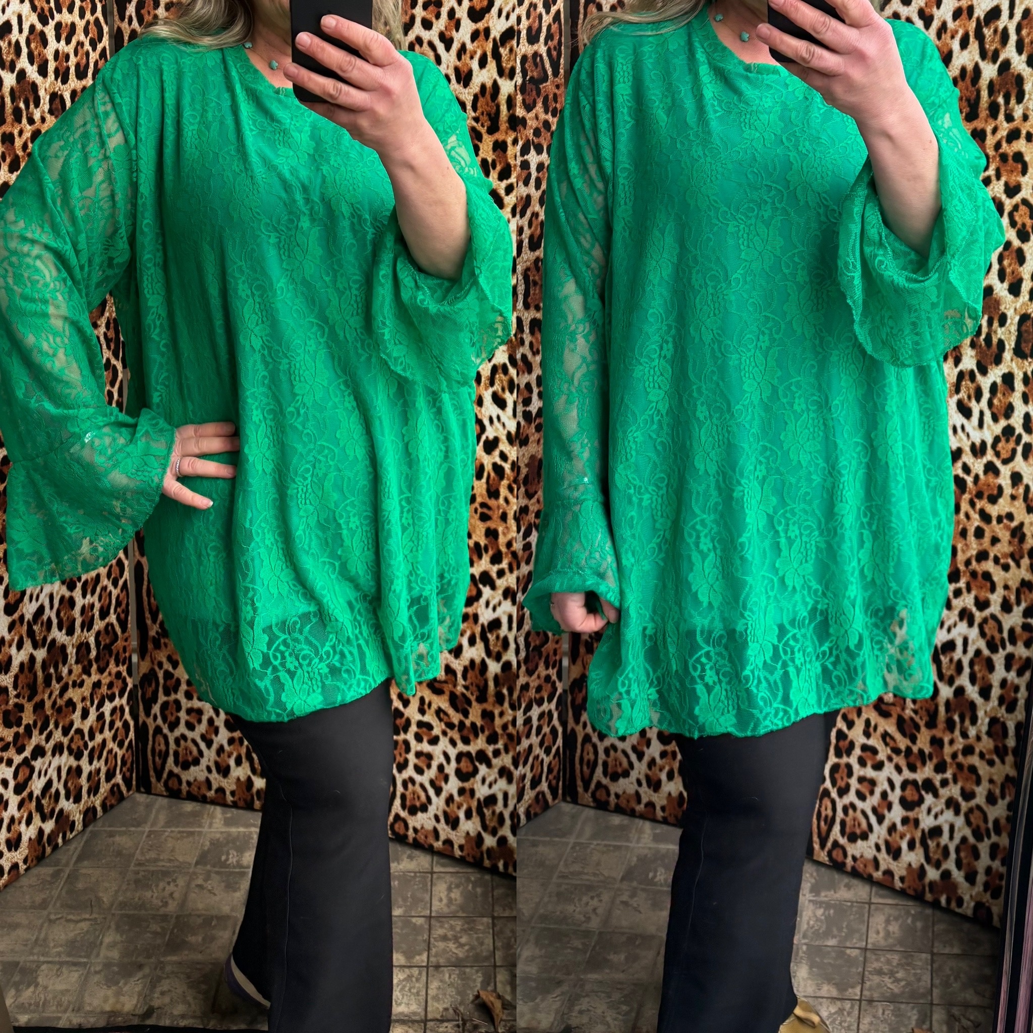 KANT LACE TUNIEK TROMPET MOUW MATEN 50 TOT 54 RUIM