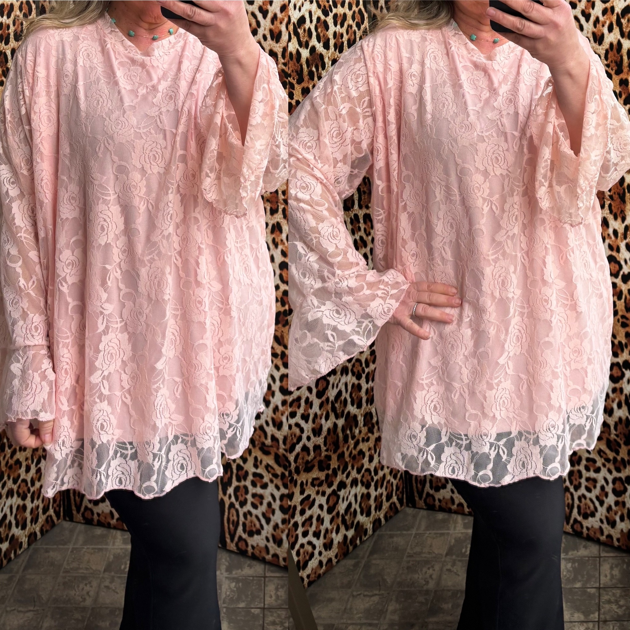 KANT LACE TUNIEK TROMPET MOUW MATEN 50 TOT 54 RUIM