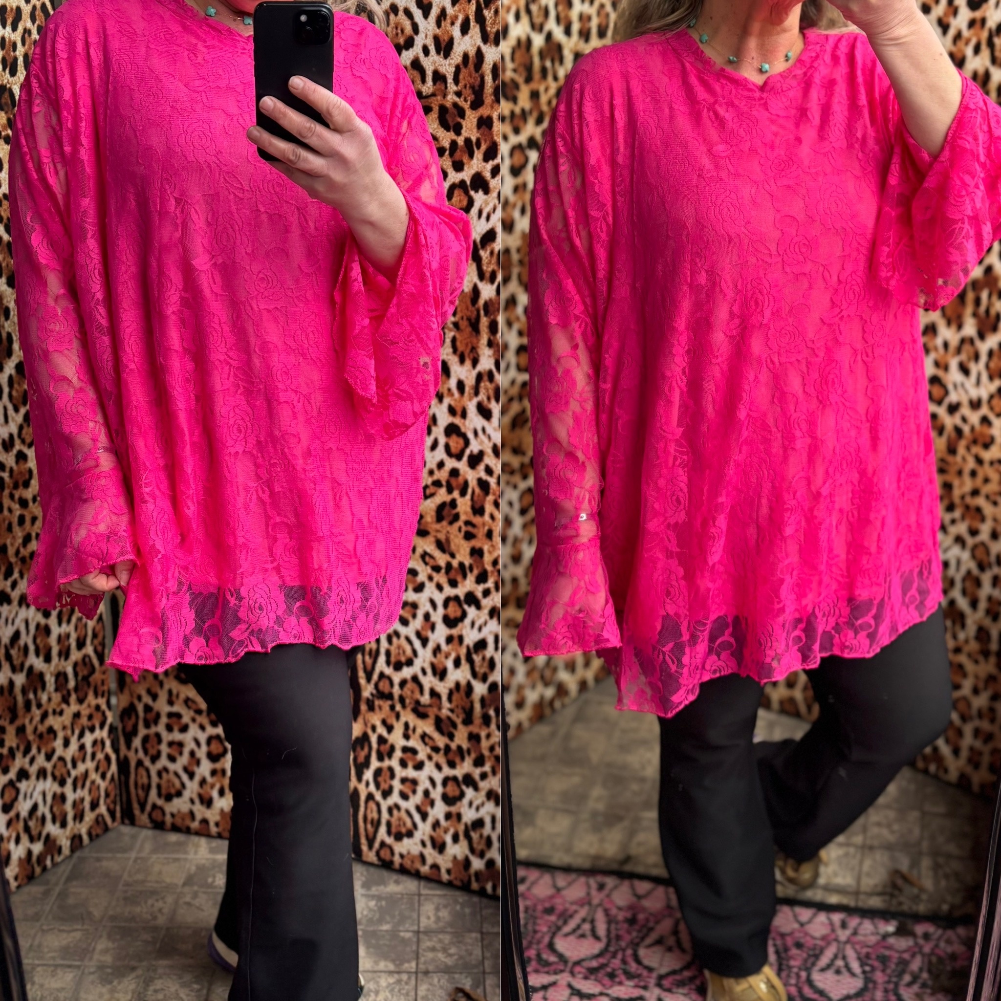 KANT LACE TUNIEK TROMPET MOUW MATEN 50 TOT 54 RUIM