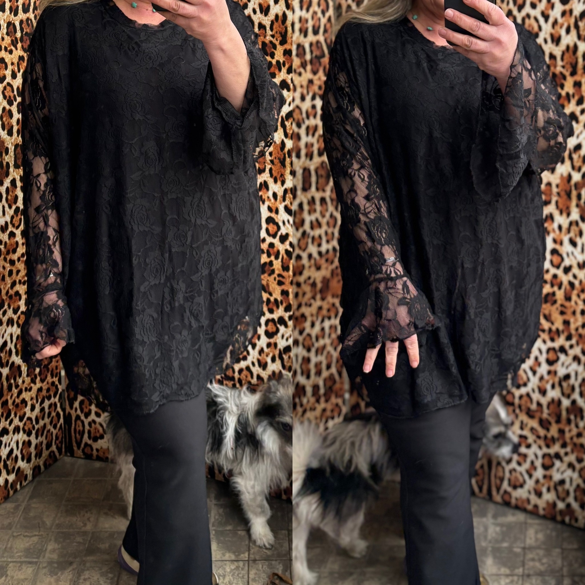 KANT LACE TUNIEK TROMPET MOUW MATEN 50 TOT 54 RUIM